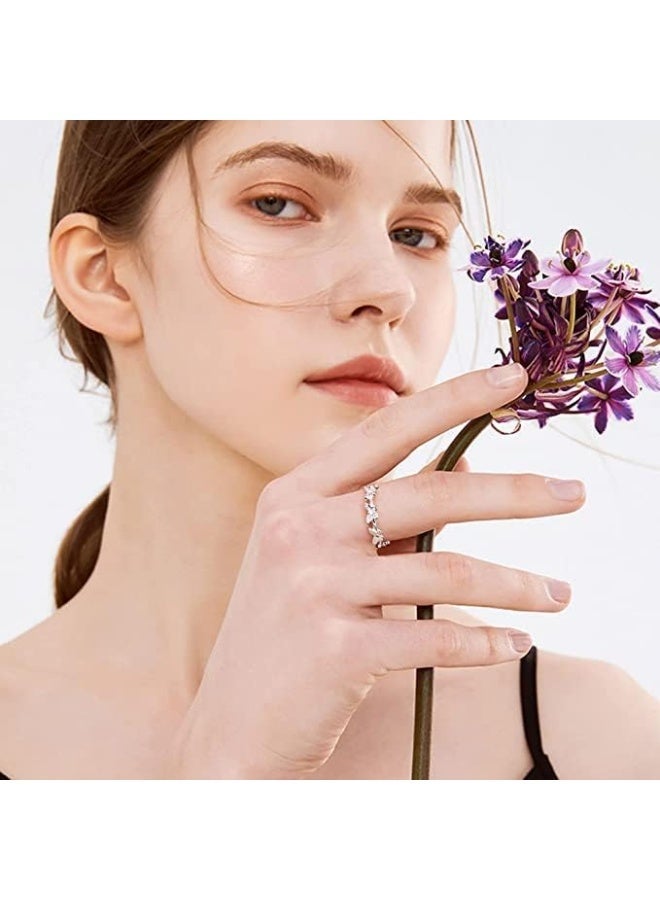 ChicAbode 925 Sterling Silver Ring for Women Girls Silver Butterfly Ring Cubic Zirconia Butterfly Open Thumb Rings Adjustable Ring Women Girls, Silver, Cubic Zirconia - Image 3